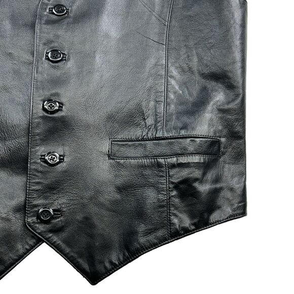 Wilsons Leather Vest Men's M Black Pockets Cinch Biker Motorcycle Y2K 90s - Picture 3 of 8